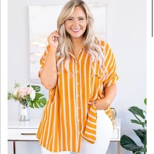 Orange & White Striped Blouse